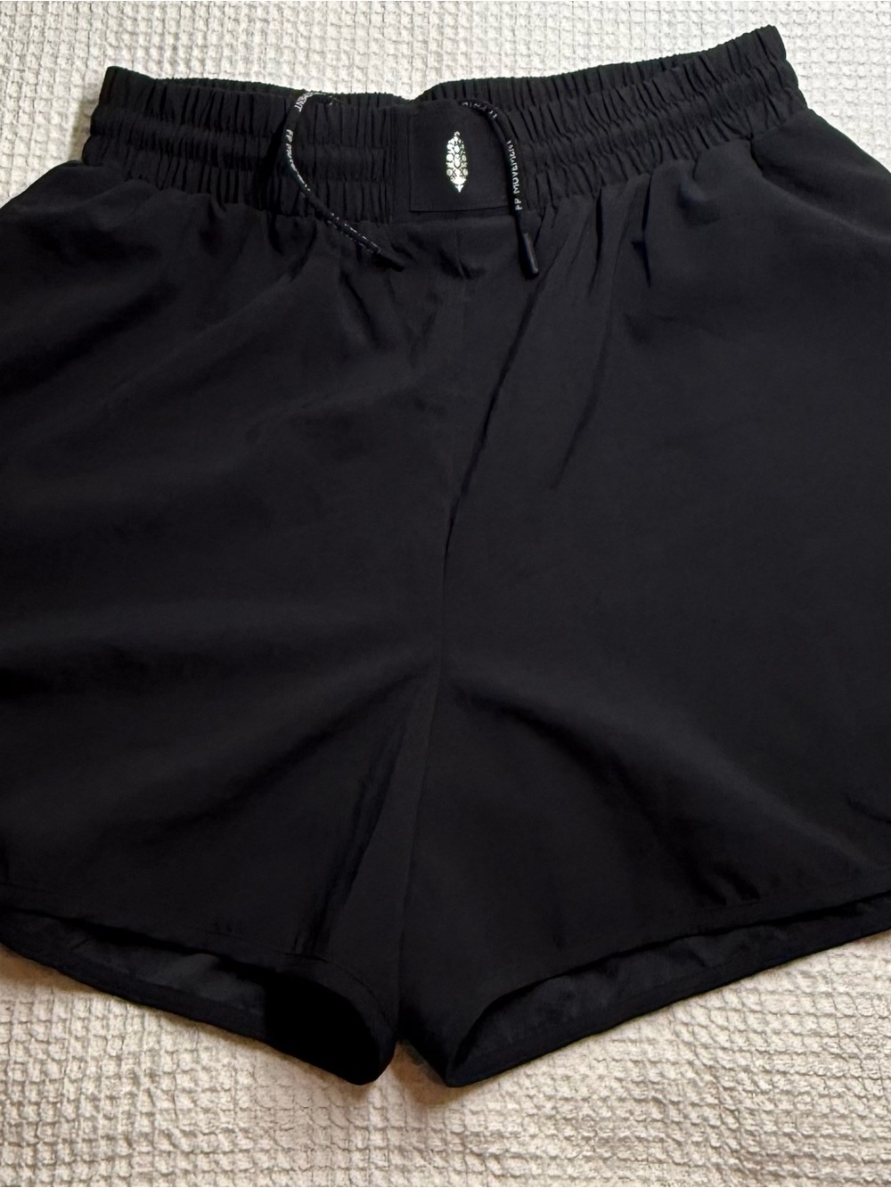 Free People Black Elastic-Waist Athletic Shorts